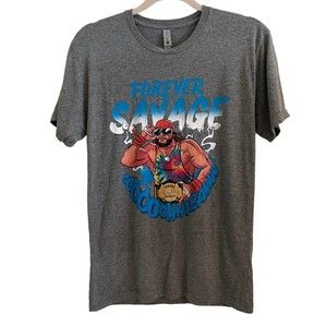 WWE Macho Man Randy Savage Adult Small T Shirt Gray Graphic Pro Wrestling Soft